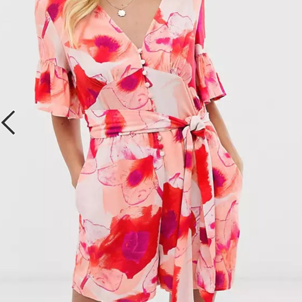 Y.A.S floral tie waist romper